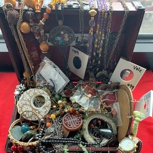 Vintage Jewelry Lot Pirates Booty Silver Gold Earrings Pendants Pearls Coins